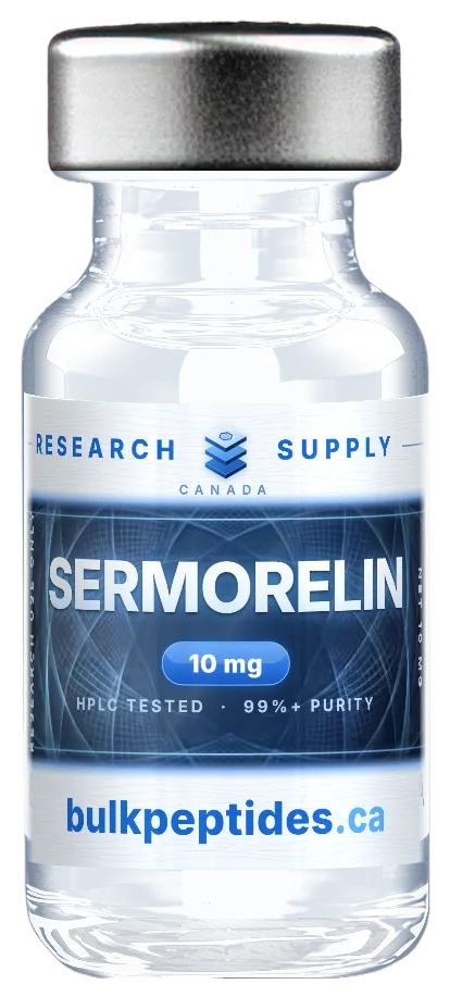 SERMORELIN 10mg research peptide vial - Bulk Peptides Canada